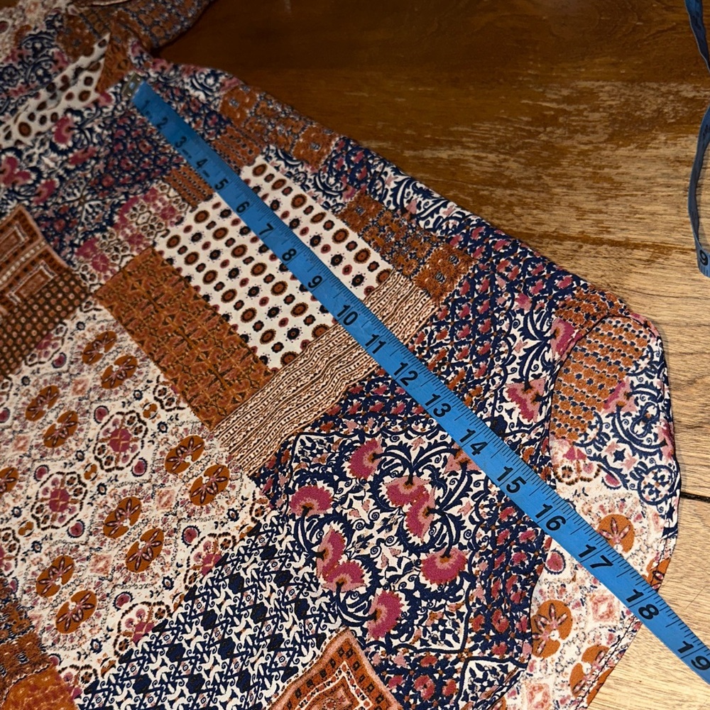 Rose & Olive Patchwork Button-Up Shirt Lightweight - image 6